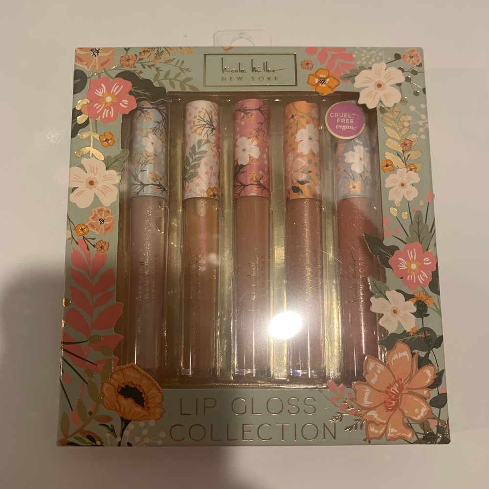Nicole Miller Floral Lip Gloss Set - Neutral Pink & Peach Tones
